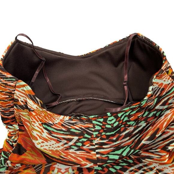 Ruby Rox Dress Womens Size S Brown Rust Teal Abstract Retro 70's Date Night Fun - Picture 6 of 14